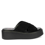 ViviBlu Black Leather Platform Sandals