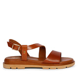 ViviBlu Tan Leather Flat Sandals