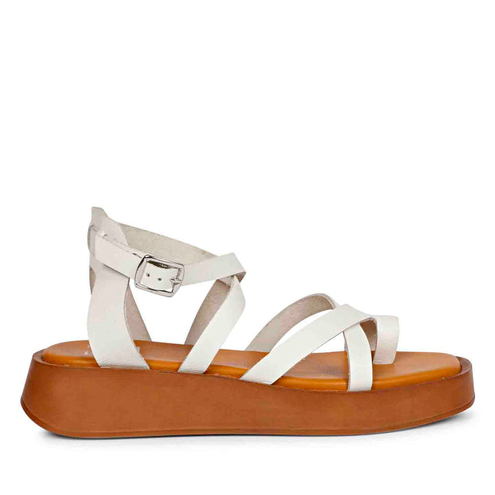 ViviBlu White Leather Platform Sandals
