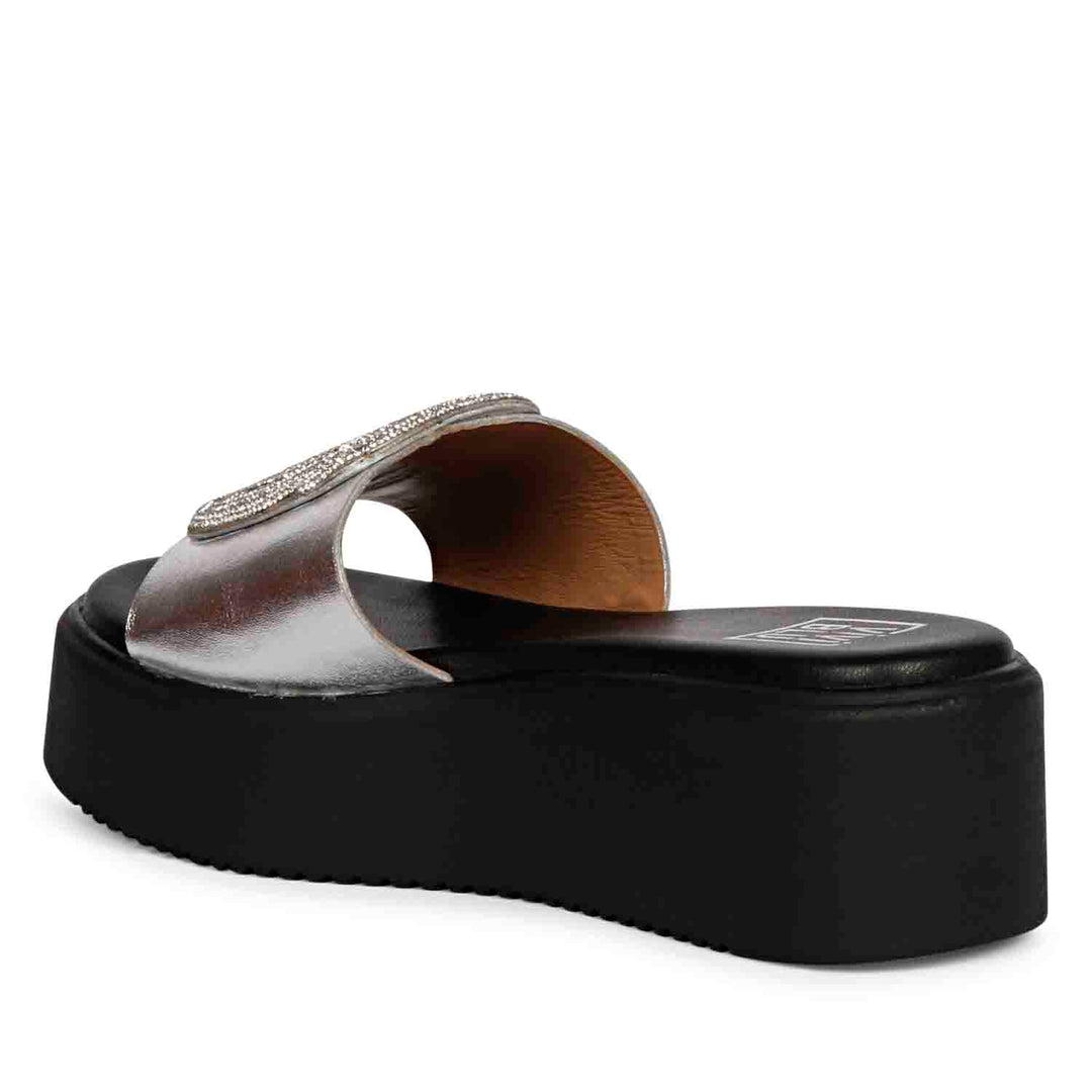 ViviBlu Silver Leather Platform Sandals