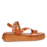 ViviBlu Tan Leather Platform Sandals