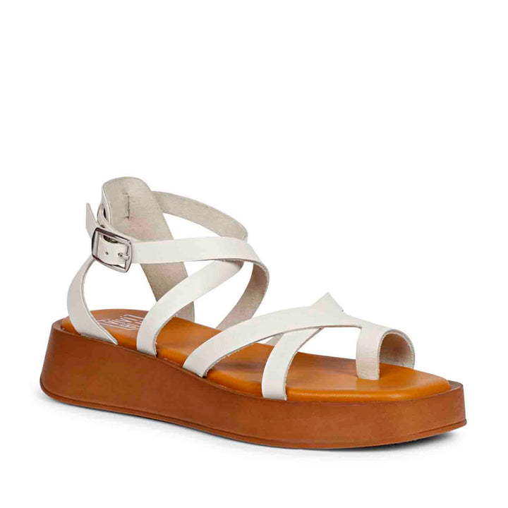 ViviBlu White Leather Platform Sandals