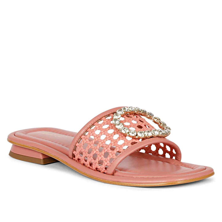 Saint Carly Coral Leather Flat Sandal
