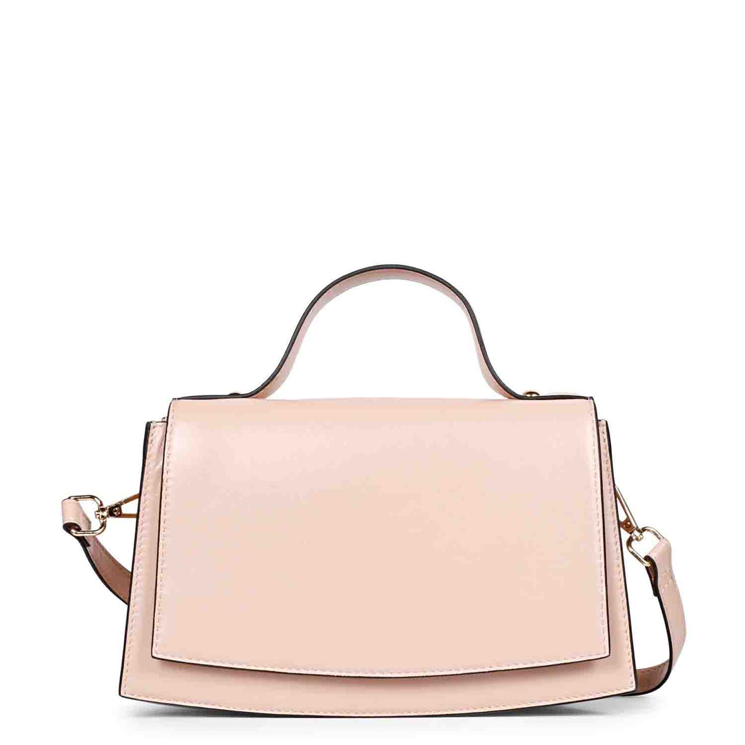 Favore Peach Leather Structured Handheld Bag With Detachable Sling
