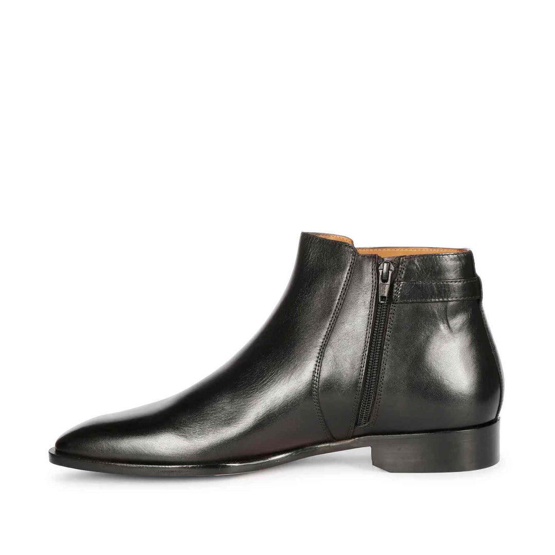 Saint Roger Black Leather Ankle Boot