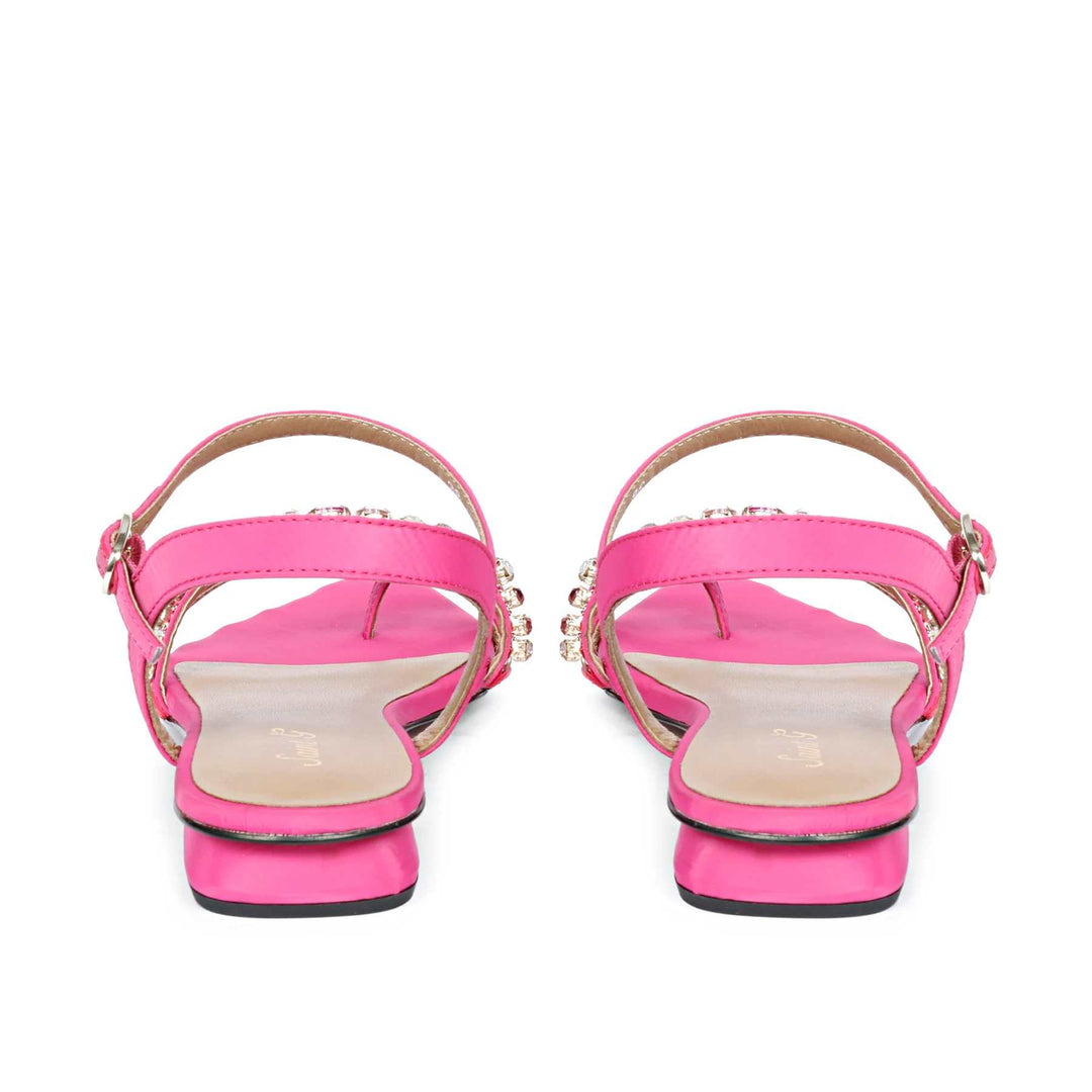 Saint Poppy Pink Leather Flat Sandals
