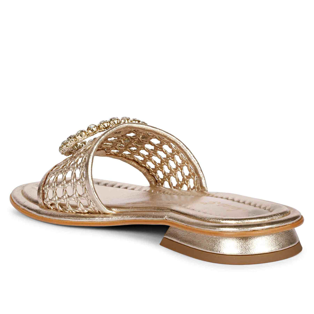 Saint Carly Gold Leather Flat Sandal