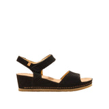 El Naturalista Black Embellished Leather Block Sandals with Buckle