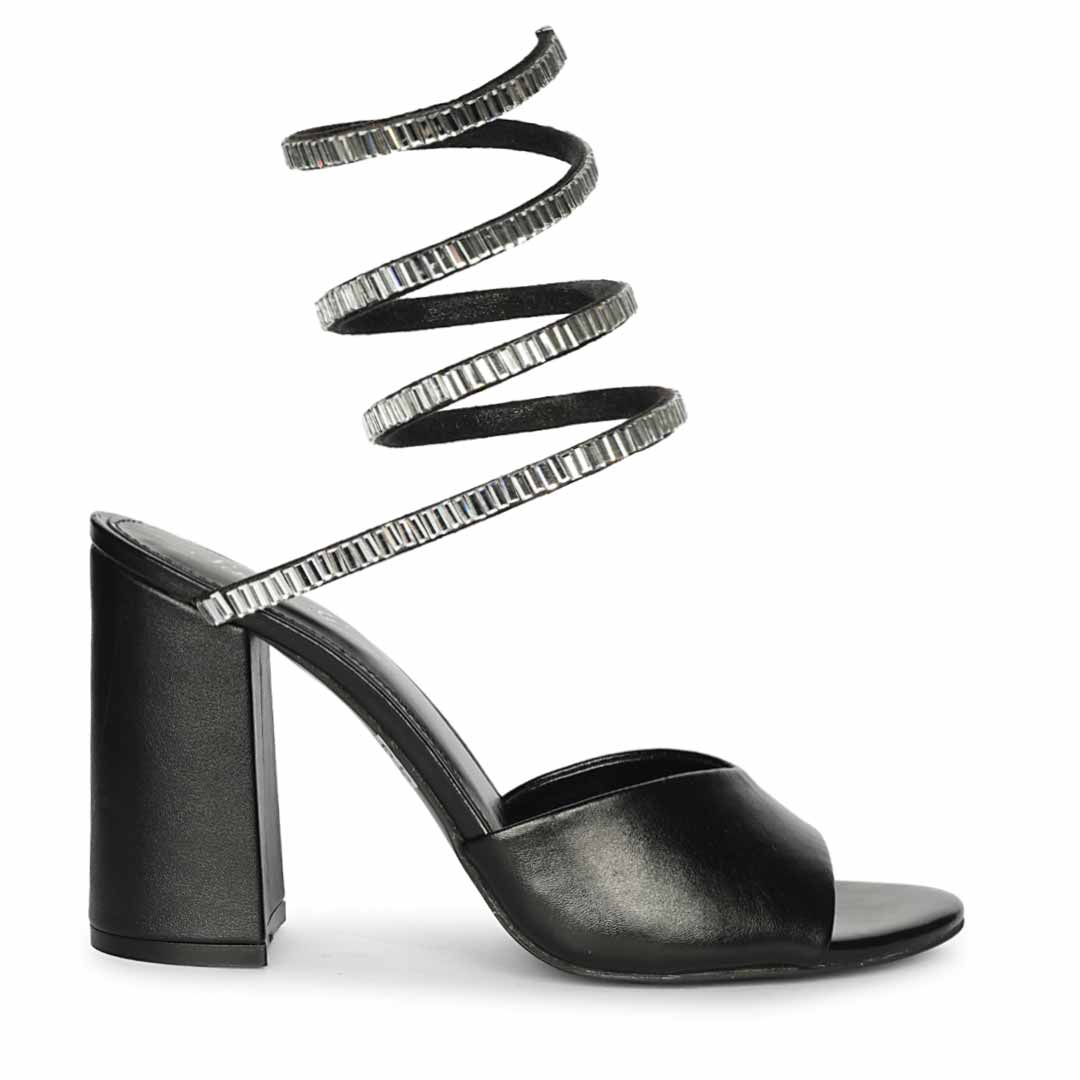 Saint Colette Black Strappy Block Heels