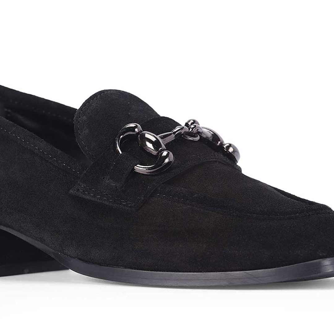 Saint Jenny Black Suede Leather Moccasins