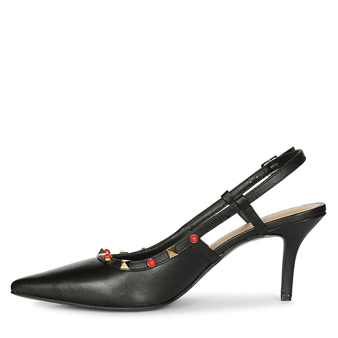 Saint Petra Studded Black Leather Pumps