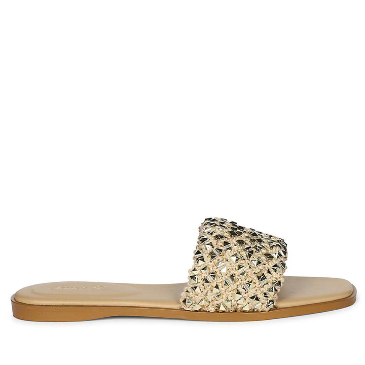 Saint Tara Glow Mesh Beige Leather Flats