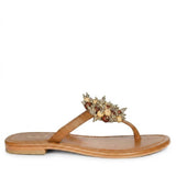 Saint Briony Jeweled Tan Leather Sandals