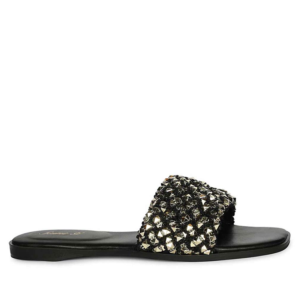 Saint Tara Glow Mesh Black Leather Flats