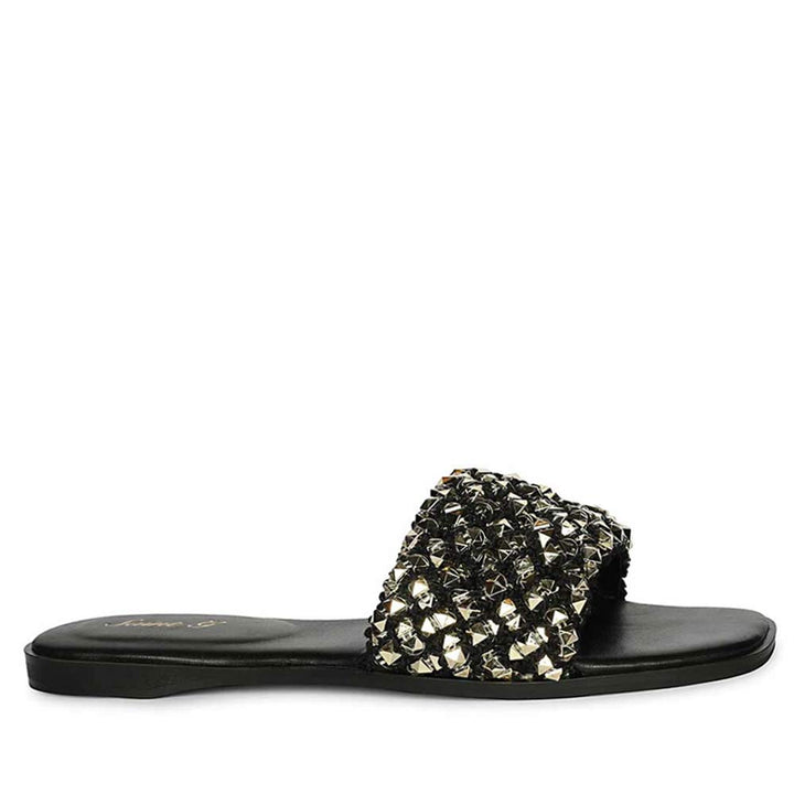 Saint Tara Glow Mesh Black Leather Flats