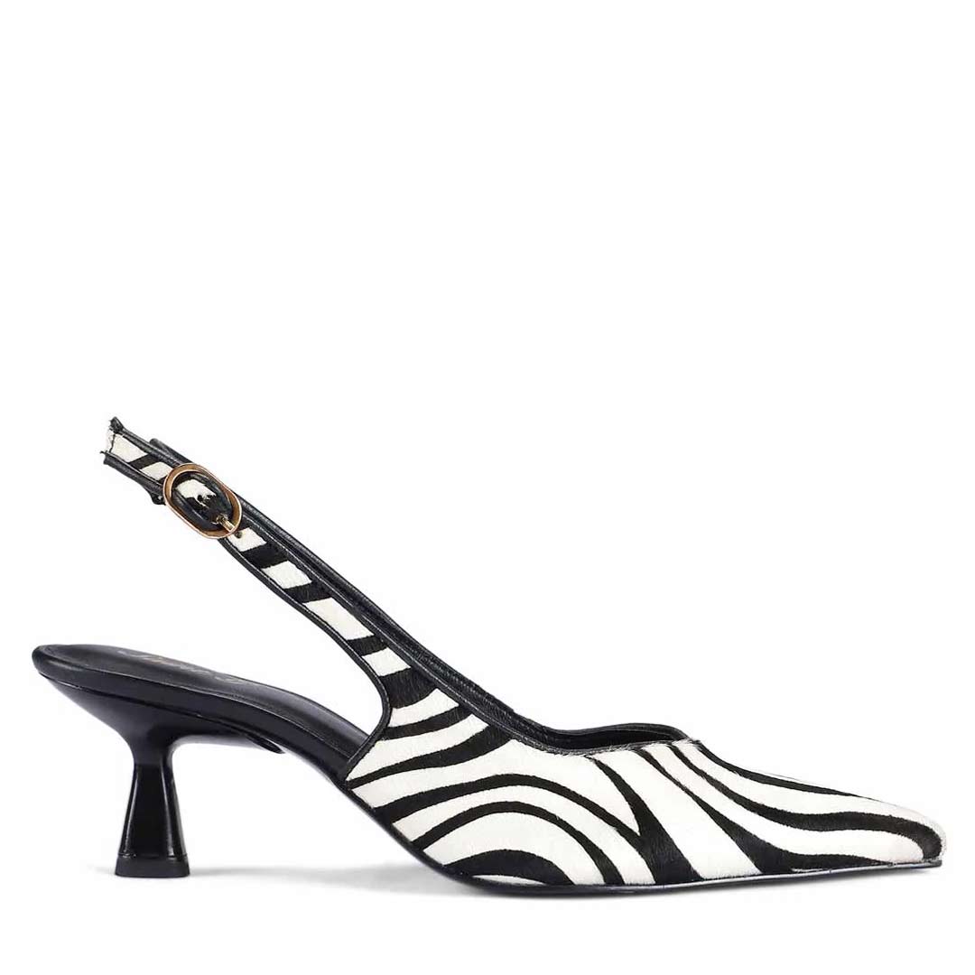 Saint Elara Zebra-Print Slingback Leather Pumps