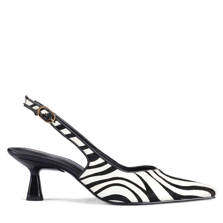 Saint Elara Zebra-Print Slingback Leather Pumps
