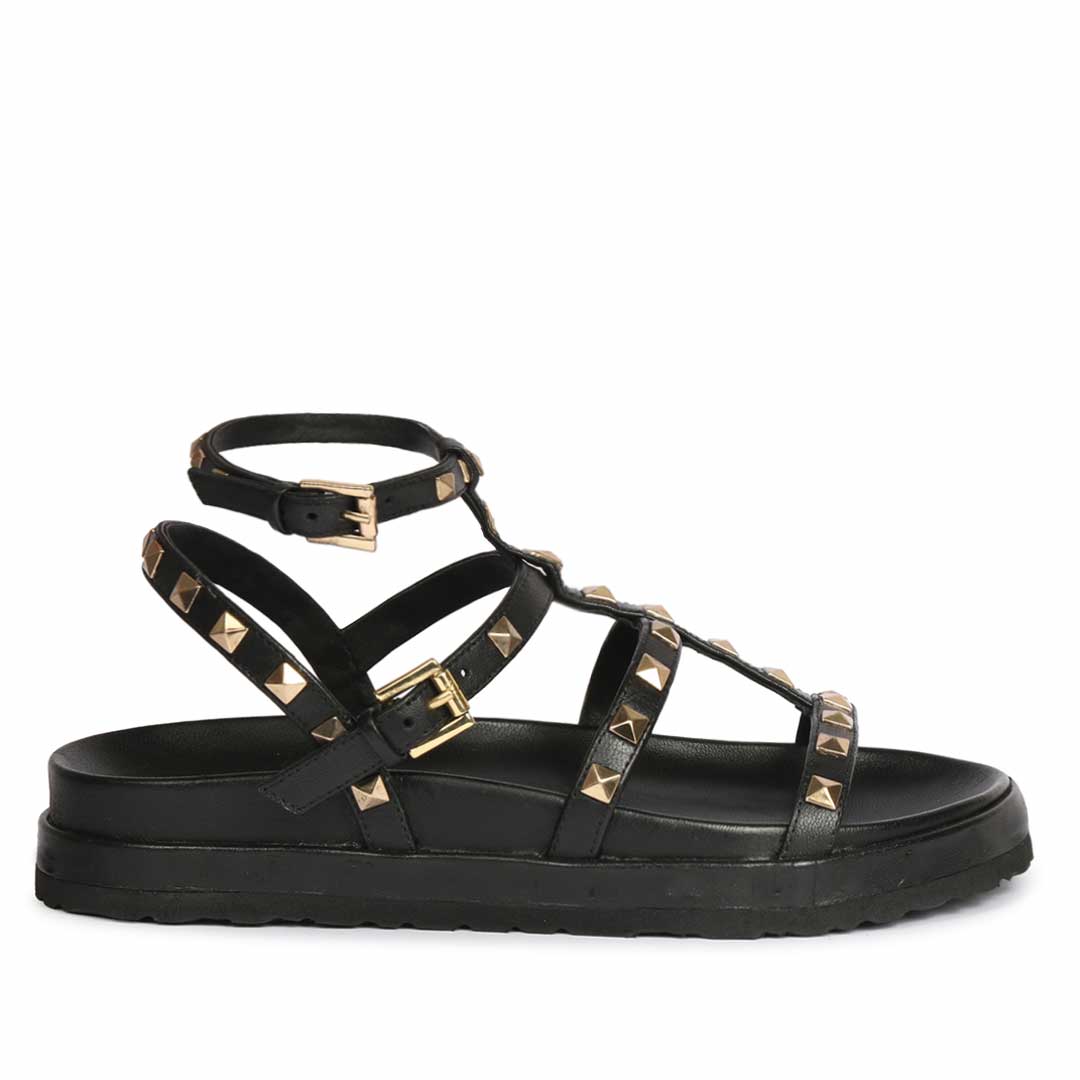 Saint Black Leather Platform Sandals