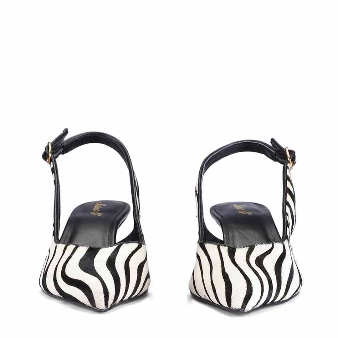 Saint Elara Zebra-Print Slingback Leather Pumps