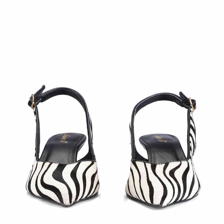 Saint Elara Zebra-Print Slingback Leather Pumps