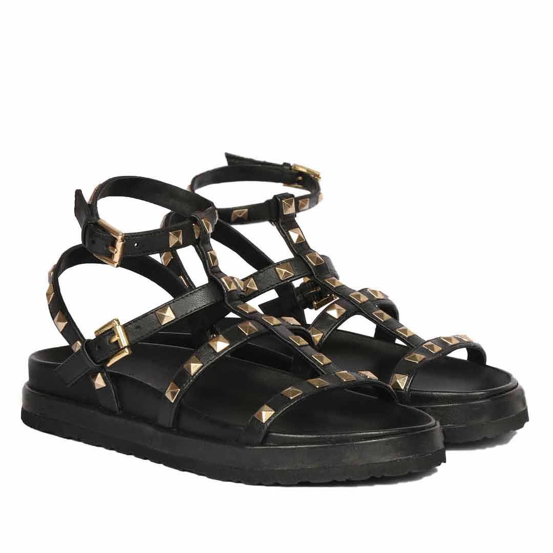 Saint Black Leather Platform Sandals