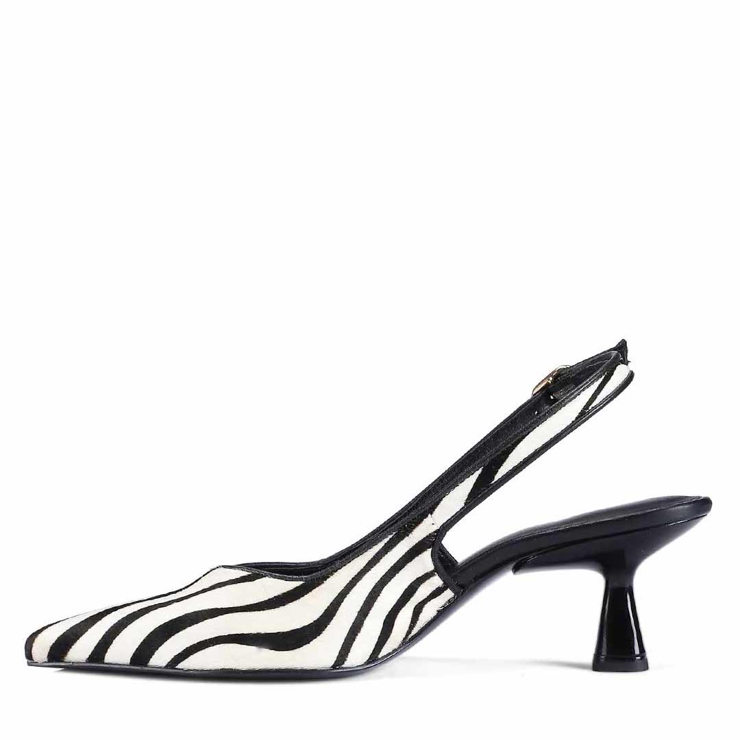 Saint Elara Zebra-Print Slingback Leather Pumps
