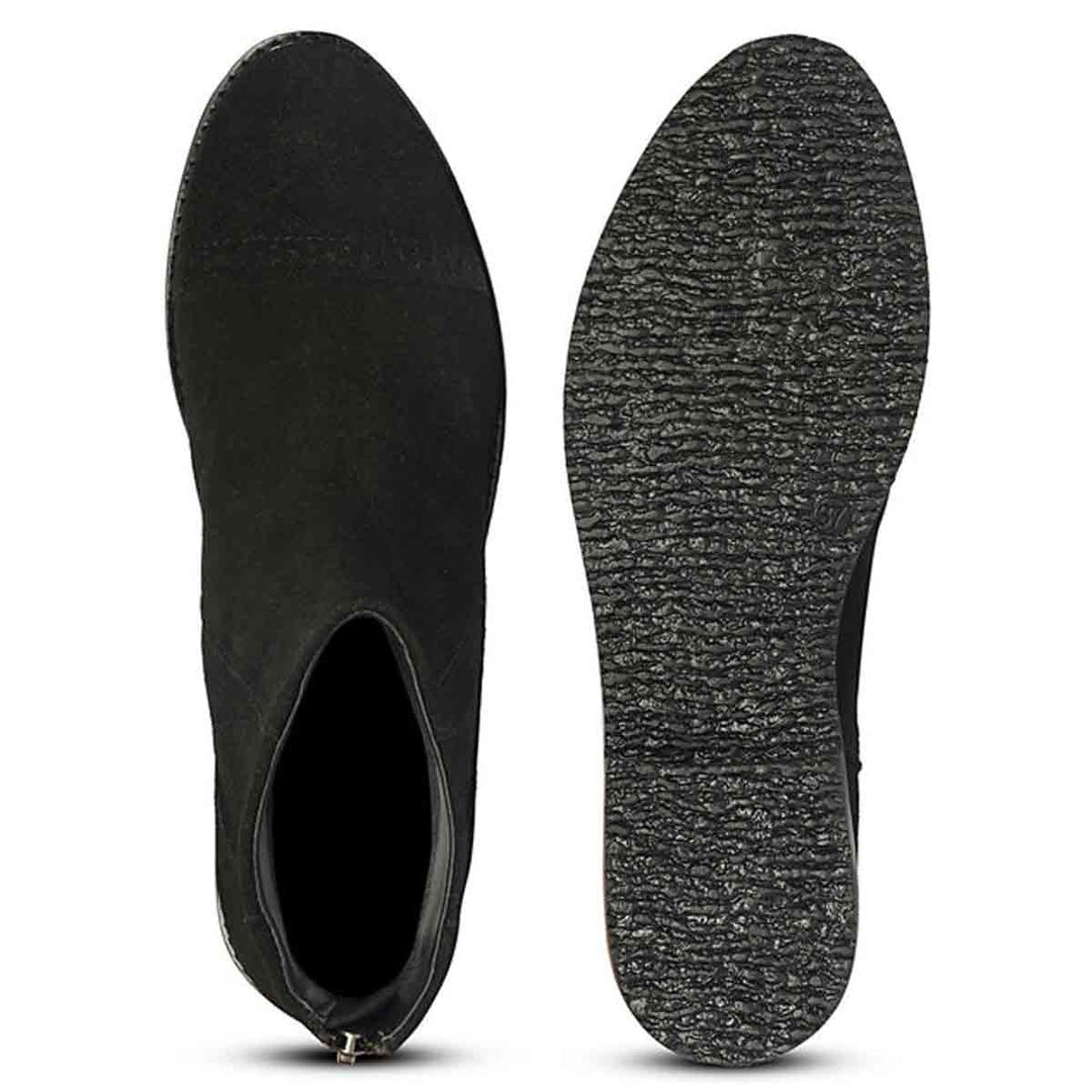 Giada Black Suede Leather Ankle Boots