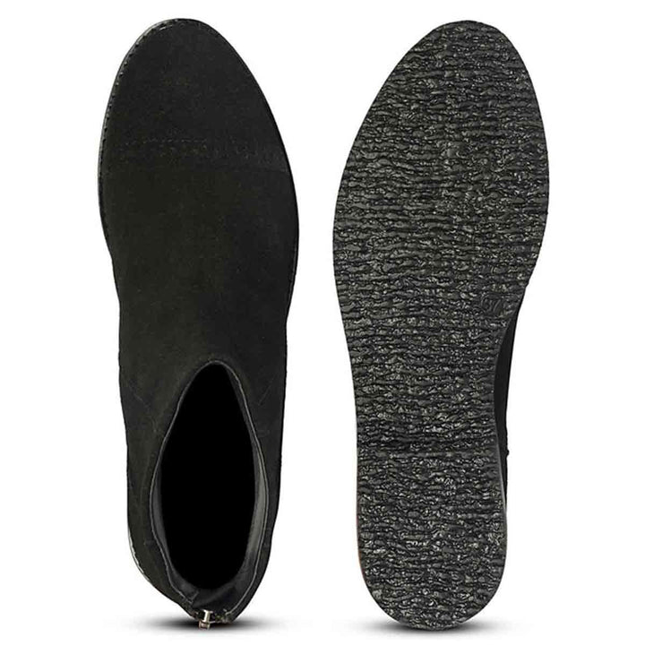Giada Black Suede Leather Ankle Boots