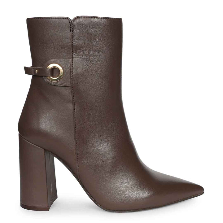Saint Lana Golden Ring Brown Leather High Ankle