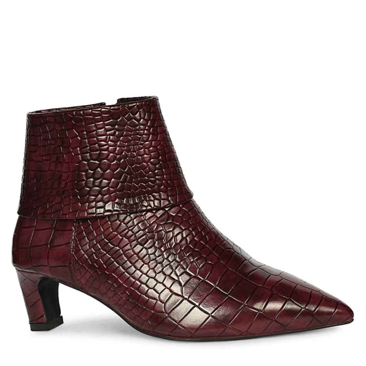 Saint Eden Fold-Over Bordo Croco Ankle Boots