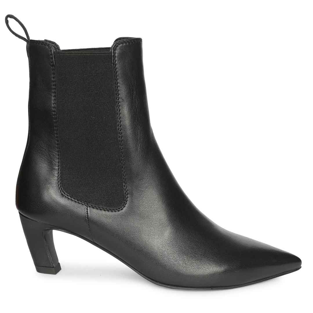 Saint Black Leather Heel Ankle Boots