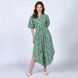 Saint Estelle Green Floral Print Cotton Dress