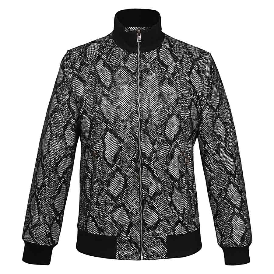 Saint Milly Grey Leather Men's Bomber Style Jackets