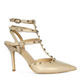Saint Brittany Crystal Stone Nude Leather Stilettos