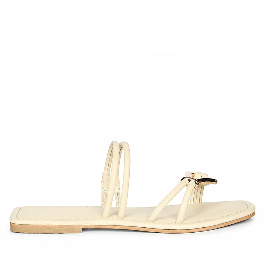 Saint Saura Off White Metal Trim Leather Flats