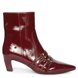Saint Chloé Wine Print Leather Kitten Heel Ankle Boots