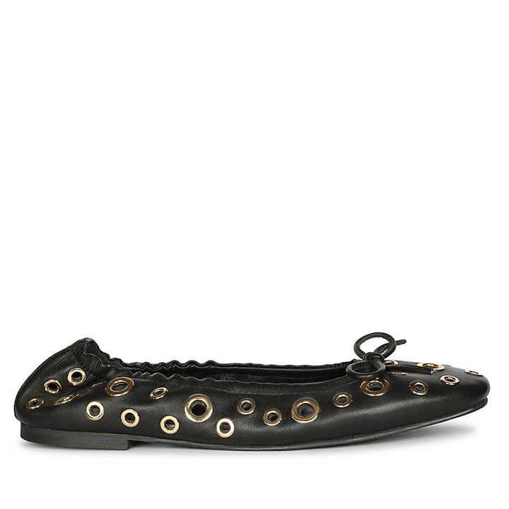 Saint Rovella Black Eyelet Ballet Flats