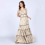 Saint Celeste Ivory Tiered Viscose Maxi Dress