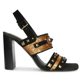 Saint Larisa Embellished Black Leather High Block Heels
