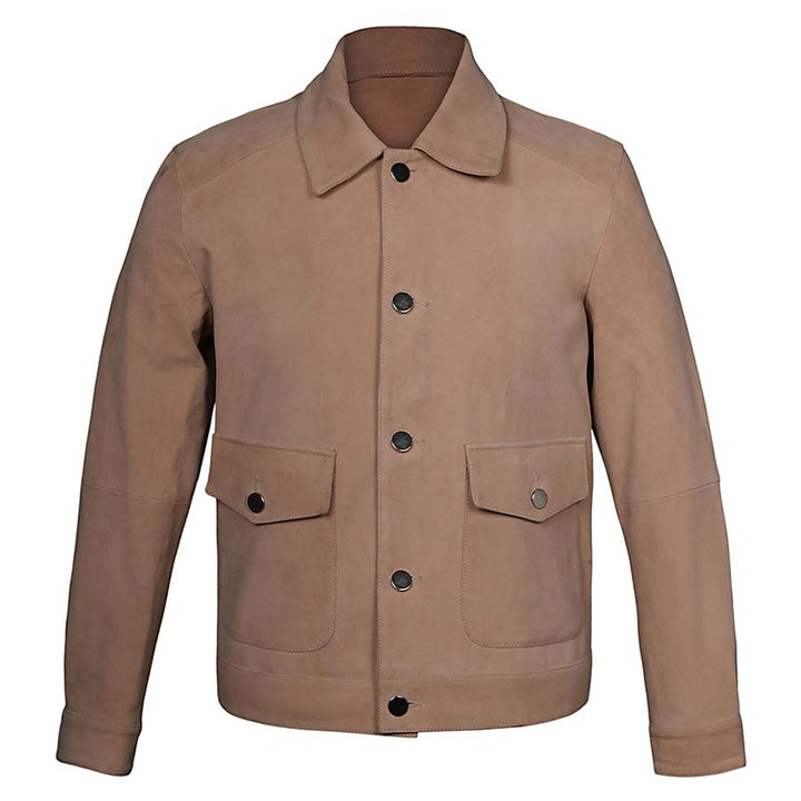Saint Rocco Salmon Color Suede Leather Men's Jacket With Collars