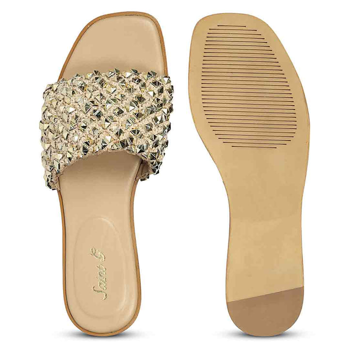 Saint Tara Glow Mesh Beige Leather Flats