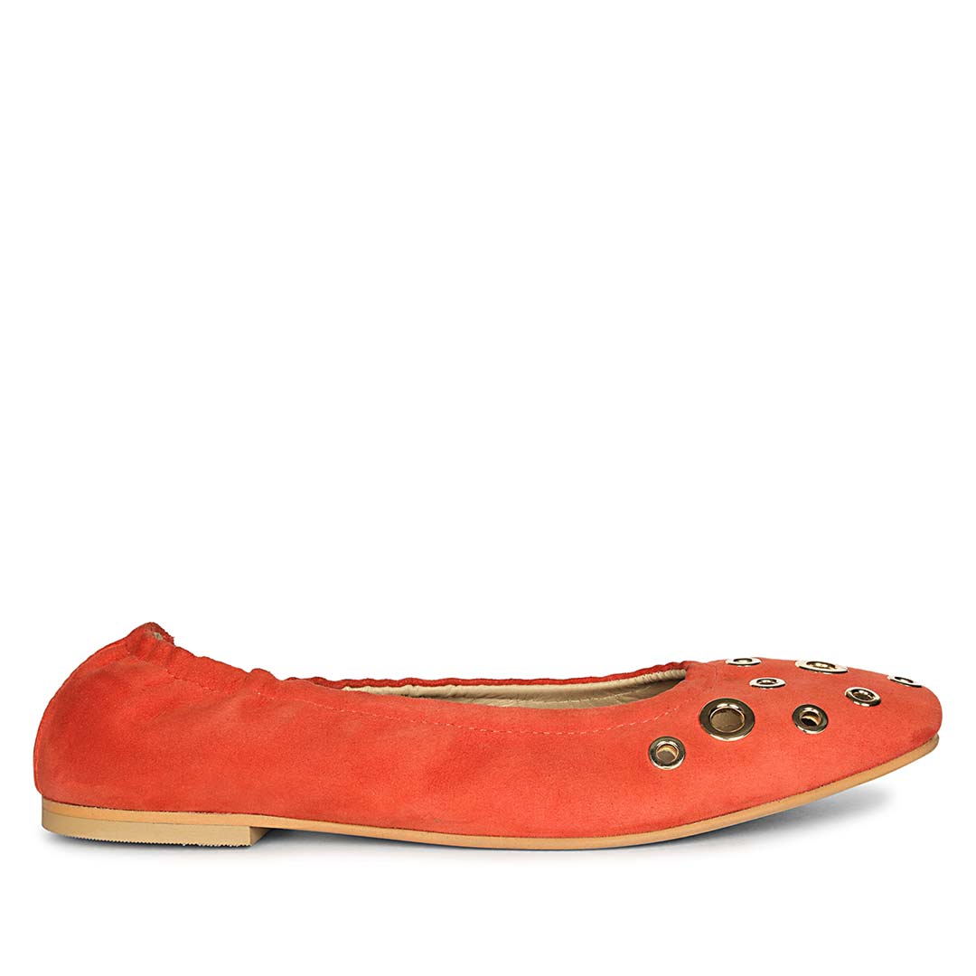 Saint Tesslyn Red Suede Eyelet Embellished Ballerinas