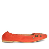Saint Tesslyn Red Suede Eyelet Embellished Ballerinas