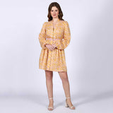 Saint Alessia Yellow Multicolour Cotton Voile Dress