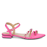 Saint Annie Stone Embellished Pink Nylon Fabric Sandals