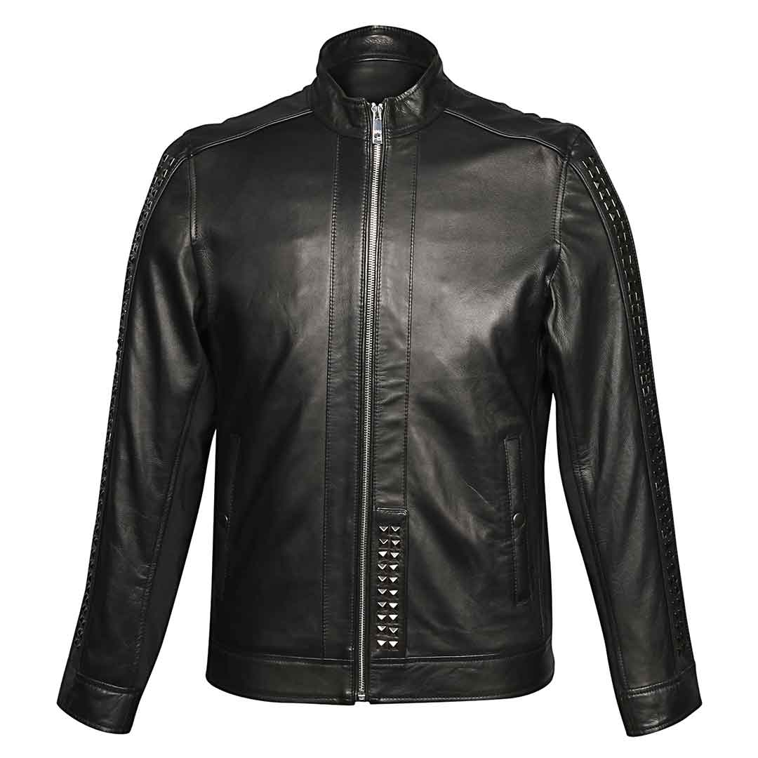 Saint Edoardo Studded Black Leather Men's Jackets