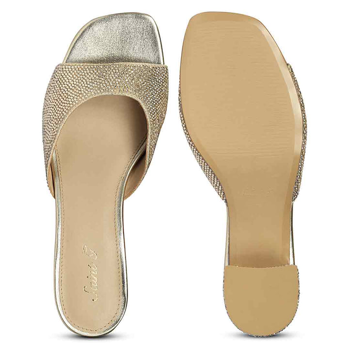 Saint Leslie Gold Crystal Heels
