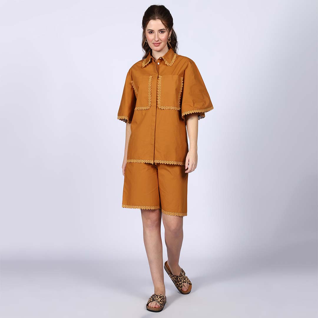 Saint Camille Mustard Cotton Poplin Co-ord Set