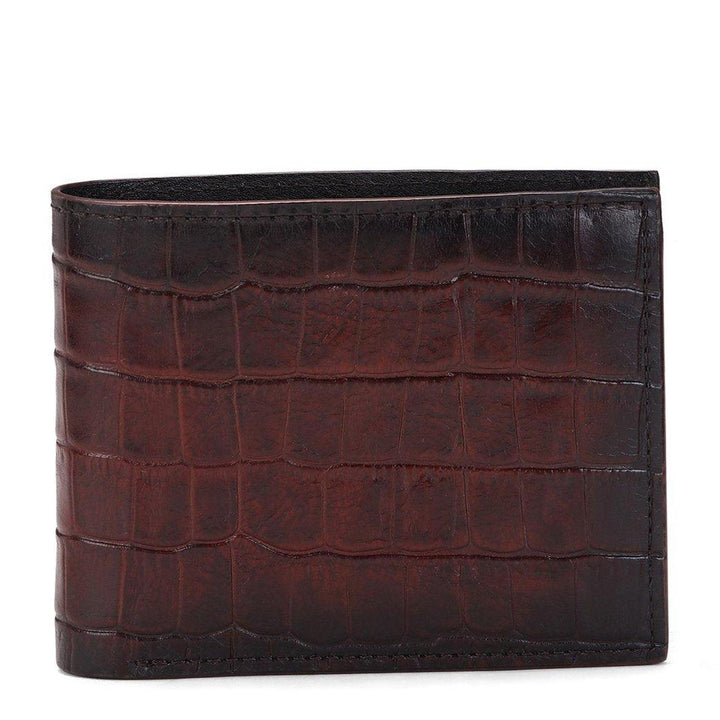 Brown Croco Leather Men's Wallet Set.