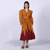 Saint Elodie V-Neck Yellow Cotton Poplin Maxi Dress